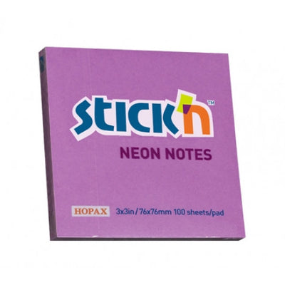 Stick n Neon Sticky Notes 76x76mm 100 Sheets Purple