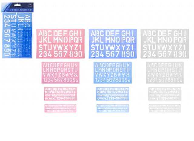 STENCIL SET LETTERS & NUMBERS set of 4 different sizes