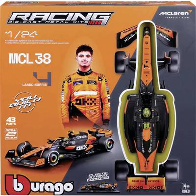 Bburago F1 KIT McLaren MCL38 Lando Norris 1-24 Model Car with Helmet
