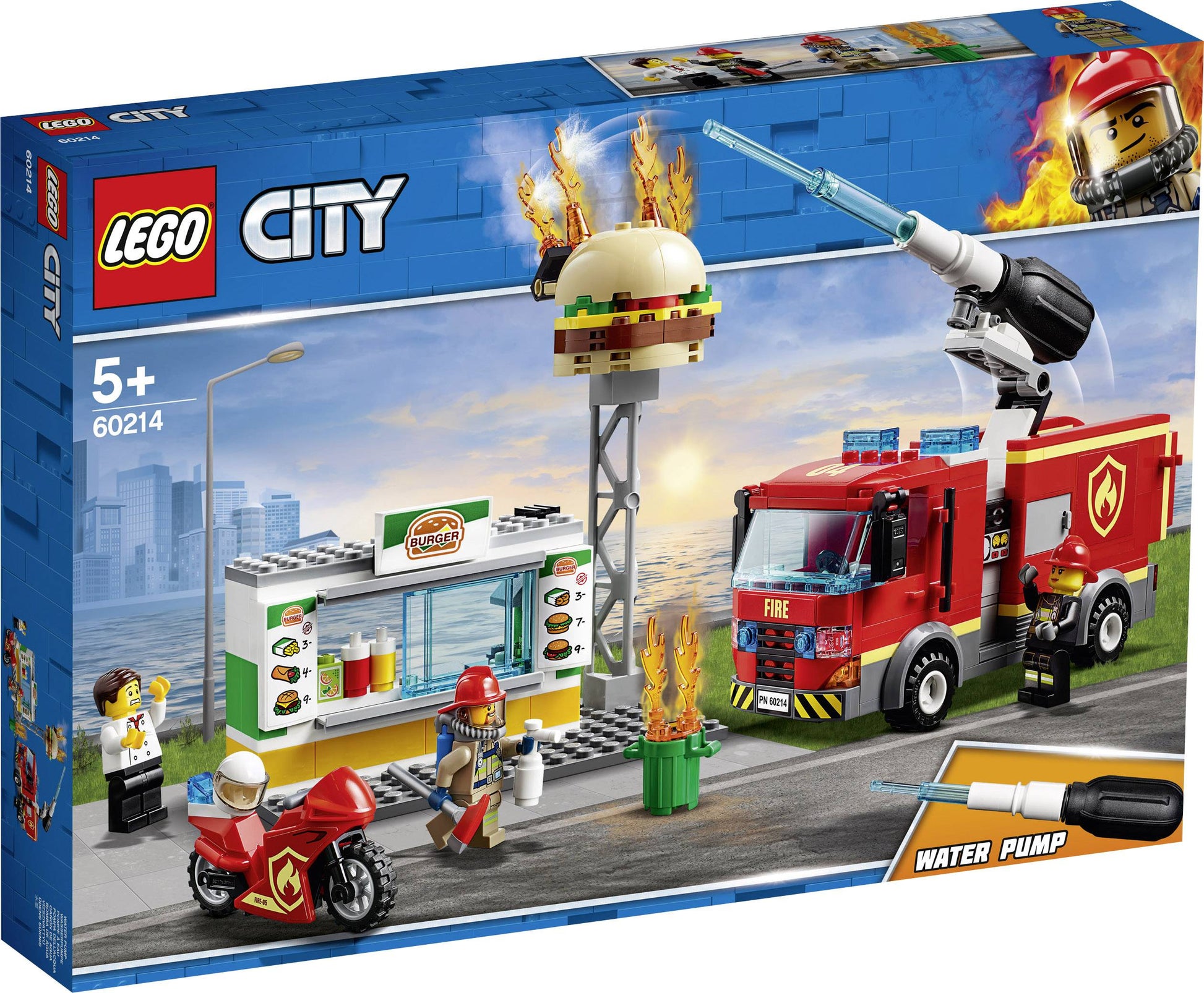 Lego City Fire Burger Bar Fire Rescue X4 60214