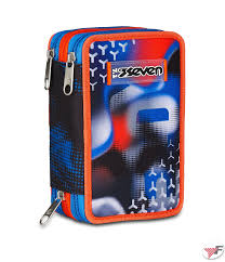 SEVEN Optical shade boy Filled 3 zip pencil case