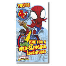 Birthday Card - Marvel Spider Man 4Th Birthday Card With Badge