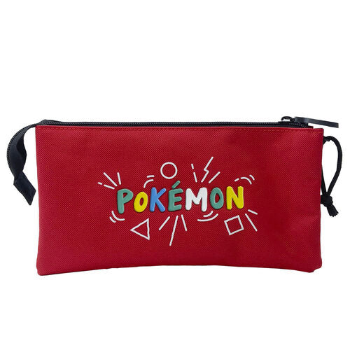 Pokemon Pikachu Triple Pencil Case - 2 zip 3 pockets