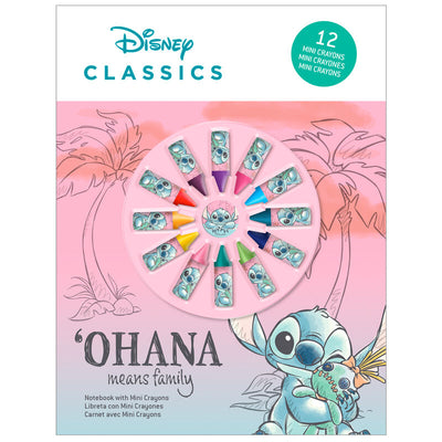 Disney Stitch Notebook + 12 Crayons