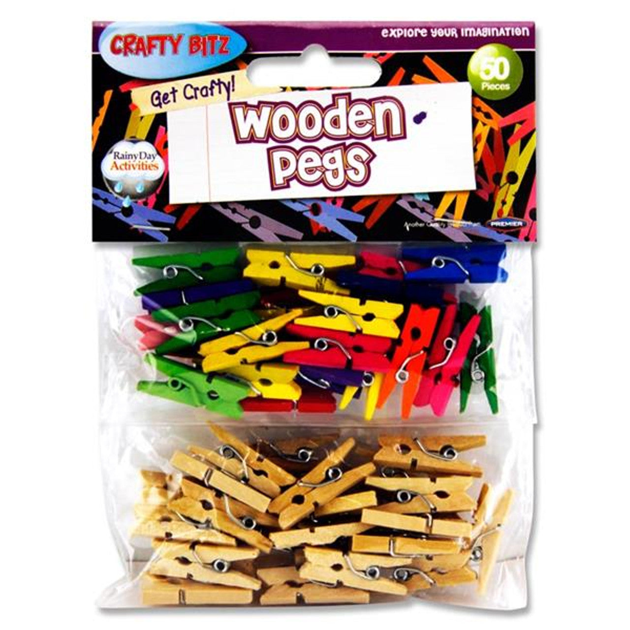 Wooden Pegs Assorted X50Pcs