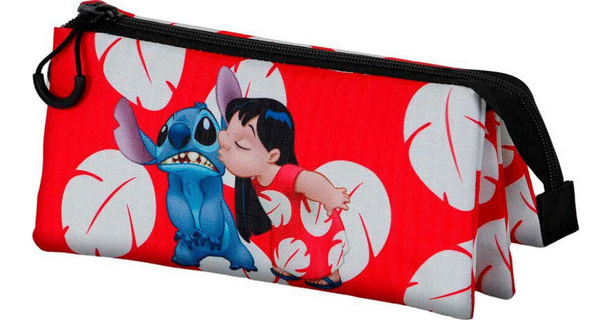 Disney Stitch 2 Zip 3 Compartments Pencil Case