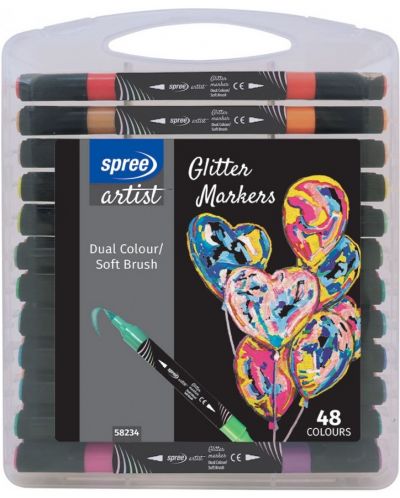 Artist Dual-Tip Glitter Markers - 24 Pieces