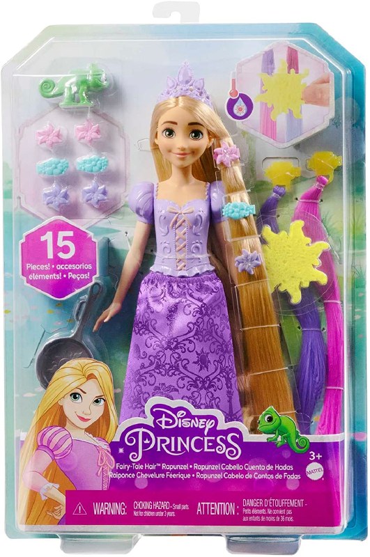 Mattel Disney Princess Rapunzel Fashion Doll with Color-Change Hair Extensions