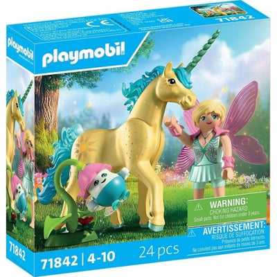 Playmobil Magic Unicorns Collectible Unicorn Sunshine Blossom With Fairy - 71842