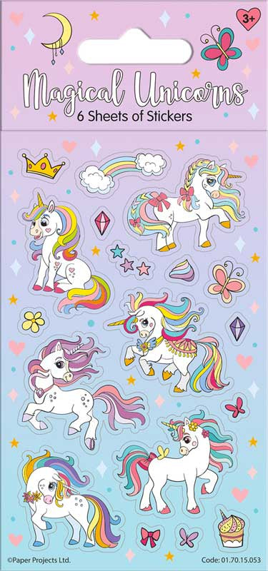 Magical Unicorns 6 Sheets Stickers