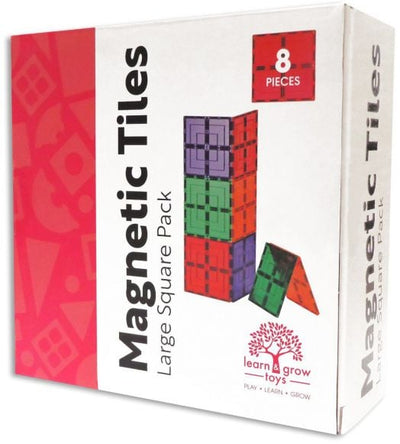 Learn and Grow Magnetic Tiles - Large Square Pack - 8 Pieces