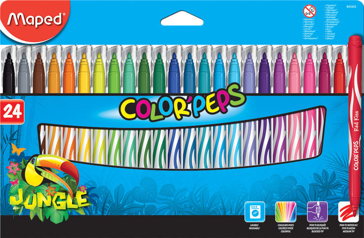 Washable Felt-Tip Pens X24 Colour Peps Jungle