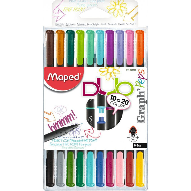 Maped Fineliner Peps Duo 0.4 Mm 10 Pens 20 Colors
