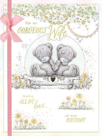 Bears On Log Holding Hands Wife Luxury Boxed A4 Birthday Card