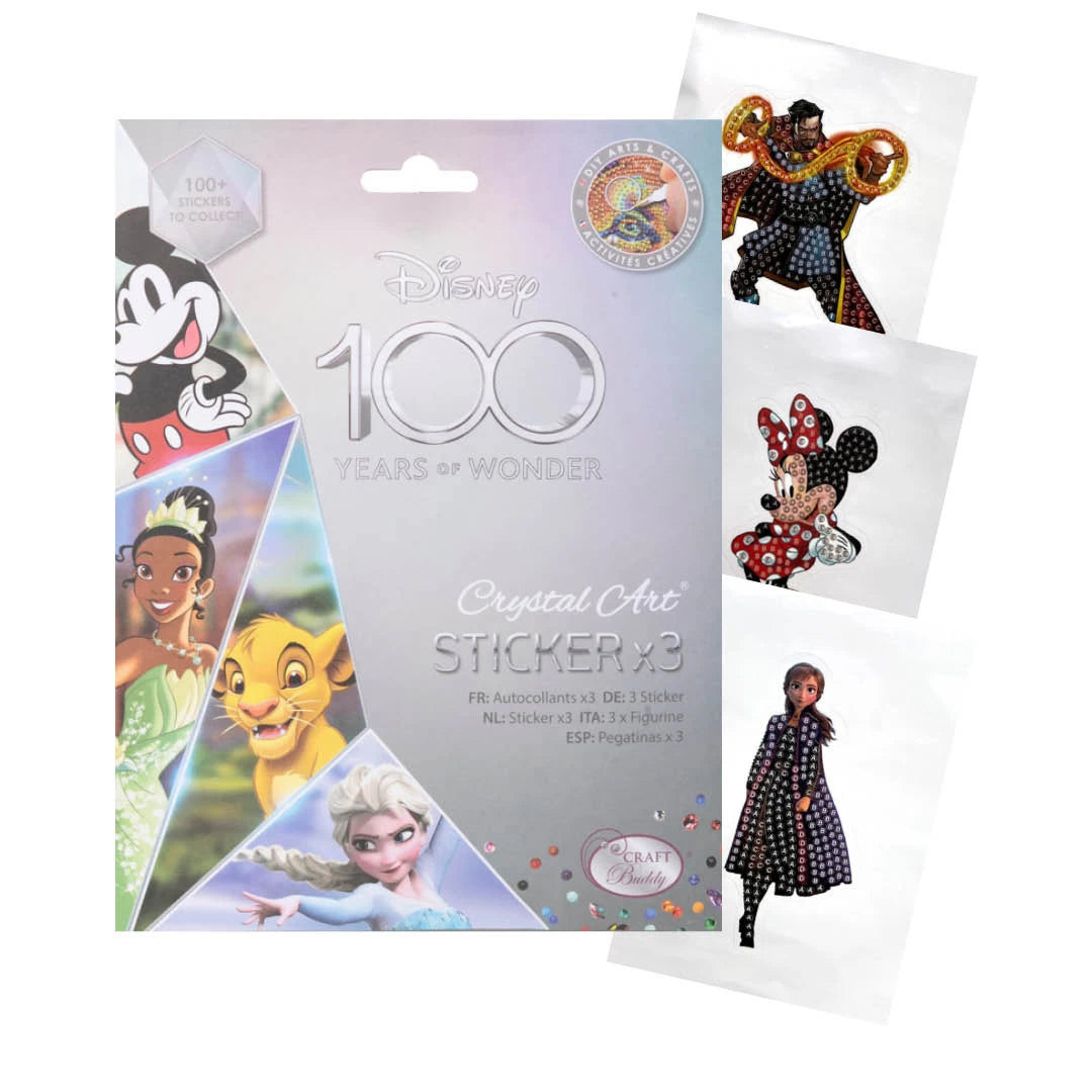 Disney 100 Crystal Art Sticker To Collect - Pack X3 Stickers