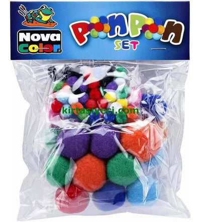 Coloured pom poms 10-20-30 Mm - 85 pcs