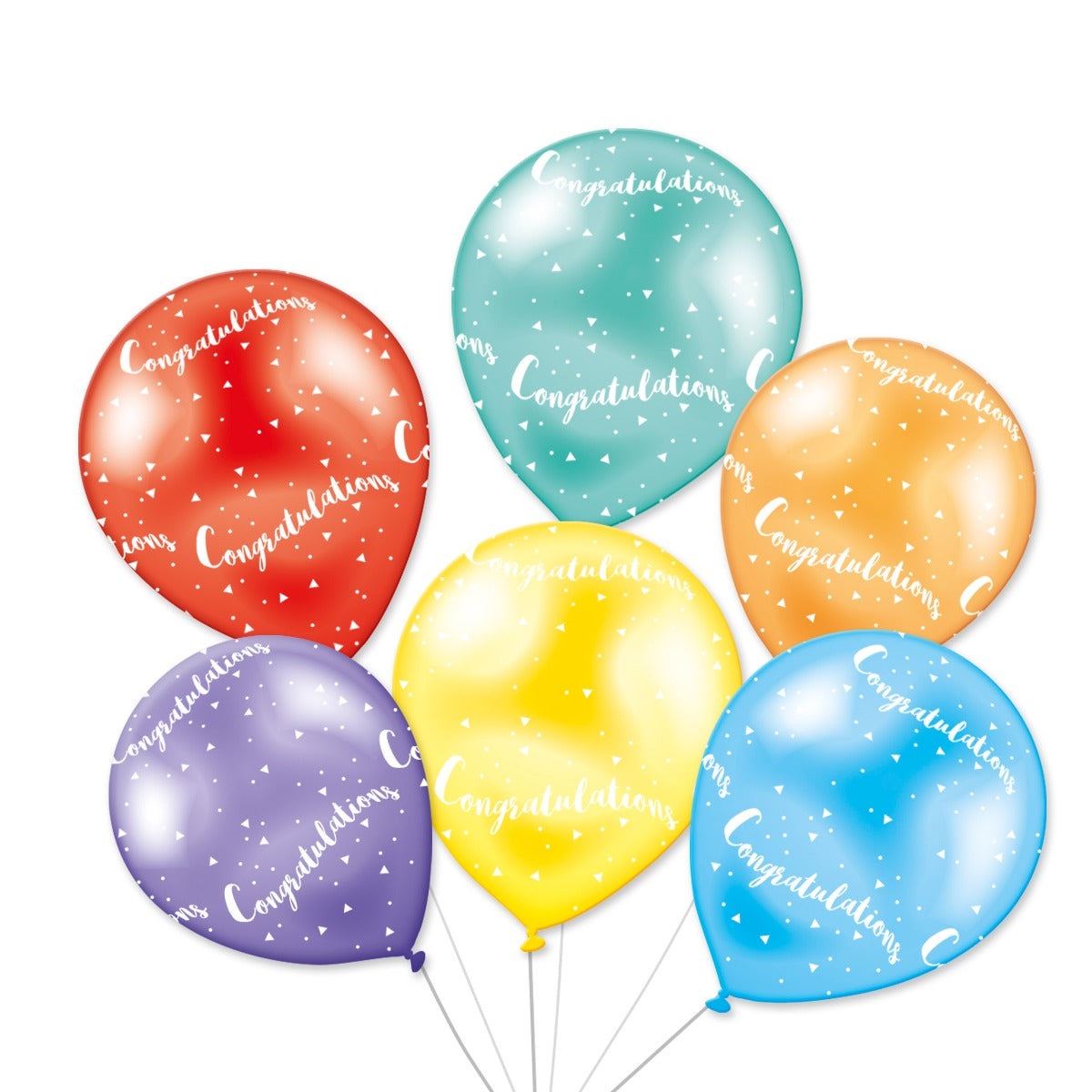 Balloons Congratulations X6 Mixed Colours For Helium Or Air
