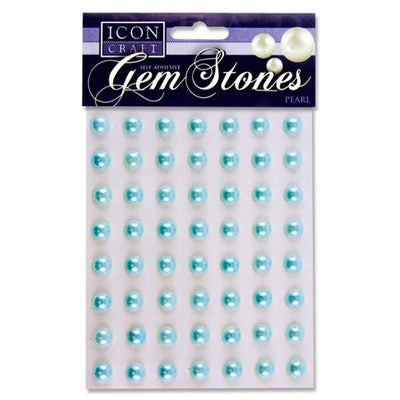 Pearl Baby Blue Self Adhesive Gem Stones 10Mm X56Pcs