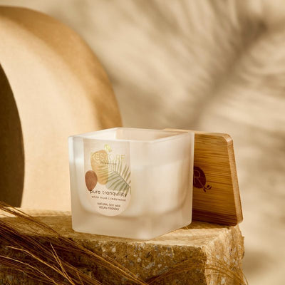 Heart & Home pure tranquility white musk cedar wood natural soy wax vegan friendly essential oil 80g