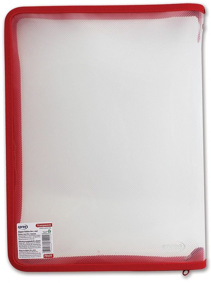 Zipper Folder A4+ Transparent Red