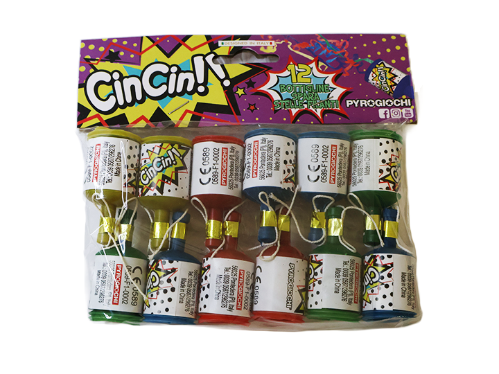 Pyrogiochi CIN CIN Party Popper Bottles, 12-Pack