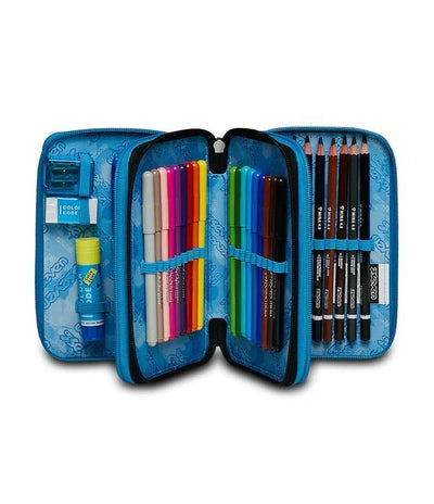 Pencil Case 3 Zip Filled Seven Colourjet