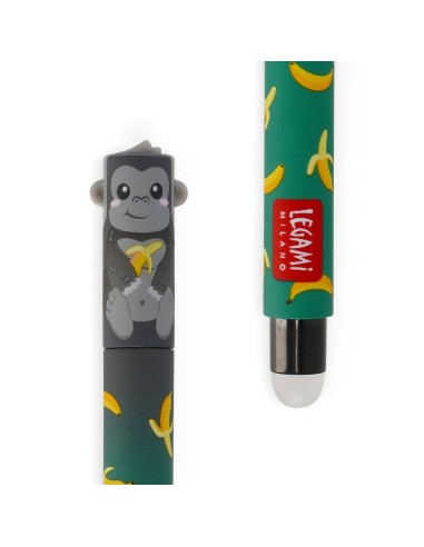 Legami Gorilla “Wild but Kind” Erasable Gel Pen, Black Ink, 0.7 mm