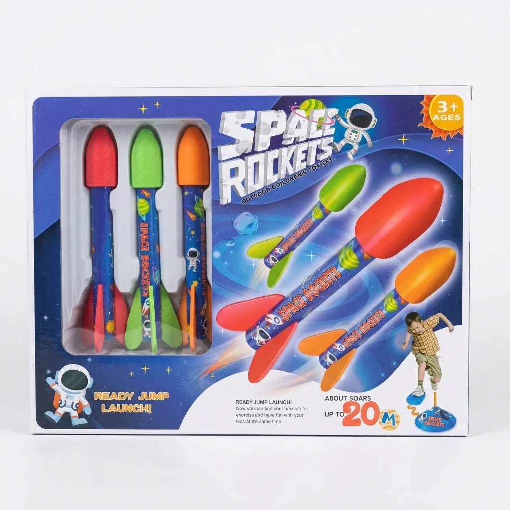 Space Rockets Outdoor Children's Toy Set, 3 Rockets