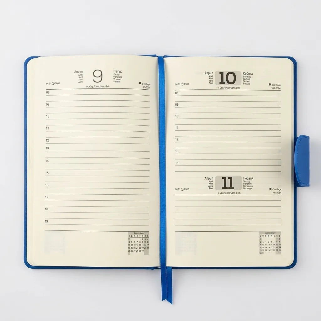 Daily Diary 2027 Blue Strap Closure 1 day a page saturday and sunday Half page