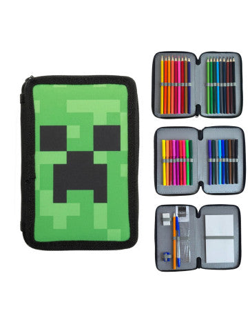 Minecraft Face Triple Pencil Case - Filled