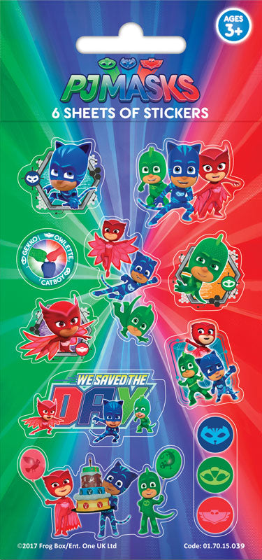 Pj Masks Party Sticker Pack X 6 Sheets