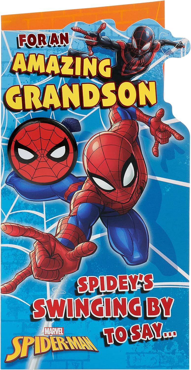 Birthday Card - Marvel Spider-Man Grandson With Badge