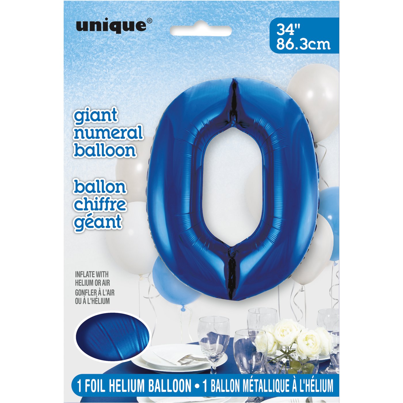 Foil Giant Helium Number Balloon 86Cm Blue - 0