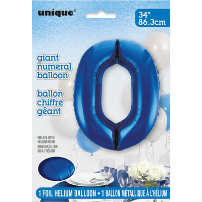 Foil Giant Helium Number Balloon 86Cm Blue - 0