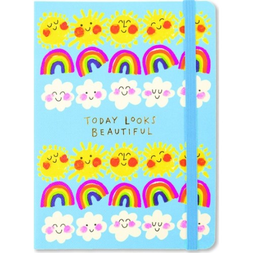 TODAY LOOKS BEAUTIFUL Notebook with Suns, Rainbows & Clouds