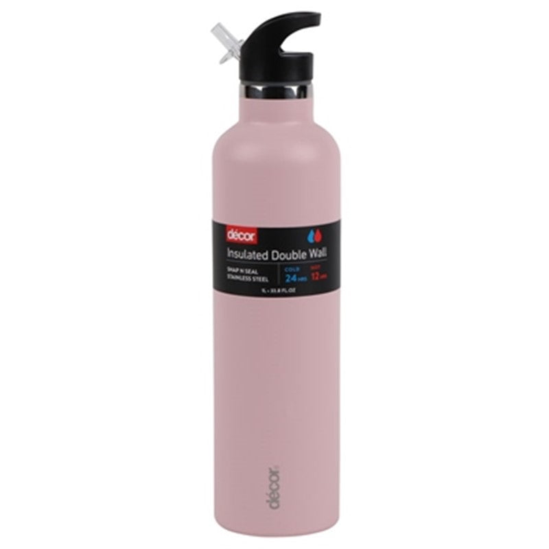 SNAP AND SEAL DOUBLE WALL FLASK 1LTR STAINLESS STEEL