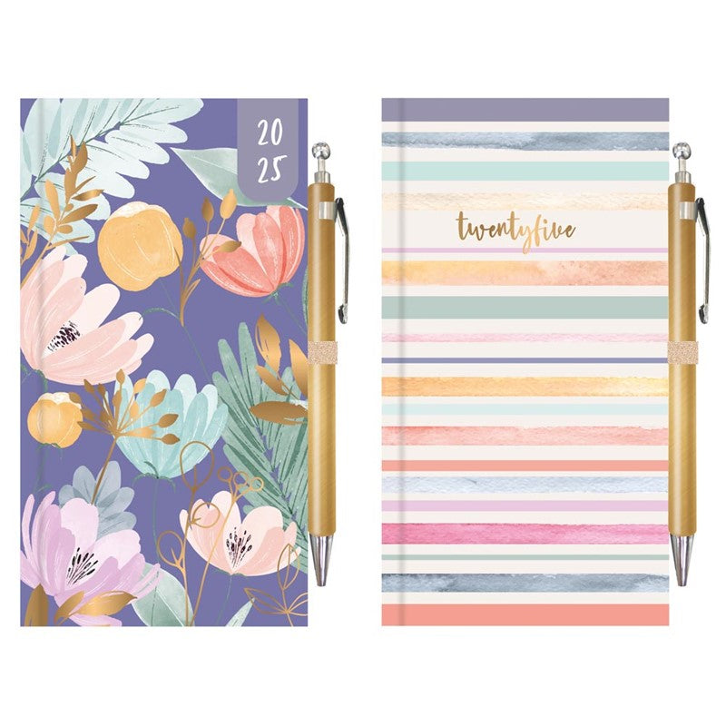 Slim 2025 Diary One Week On 2 Pgs With Pen X 1Pc 