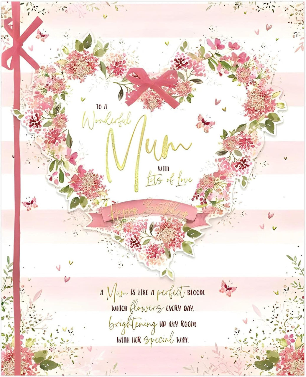 Pink Heart Wonderful Mum Birthday Large Boxed Card - 26 - 21 cm