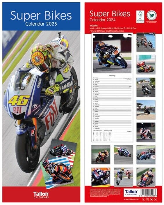 Slim Calendar 2025 - Super Bikes