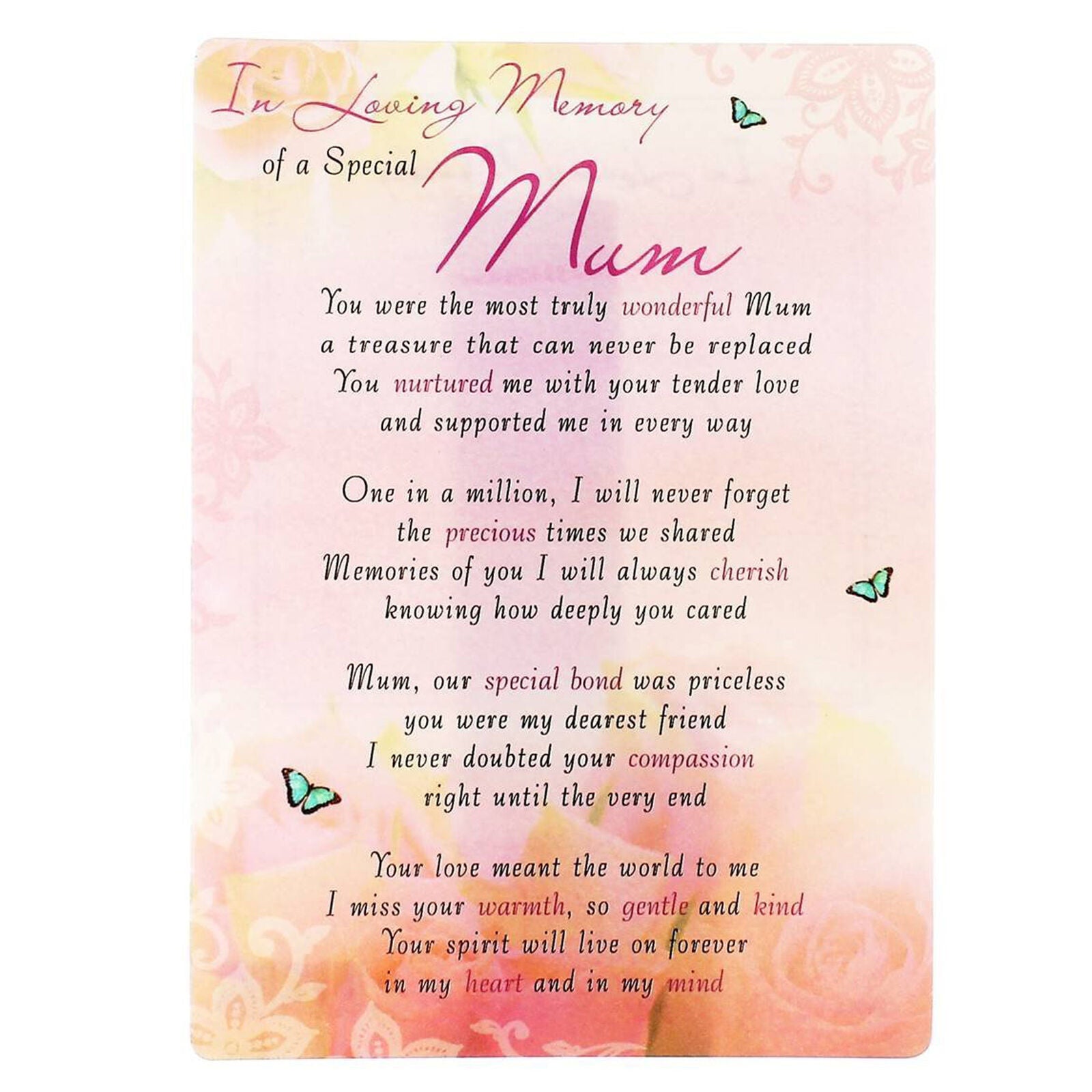 Mum Memorial Card - In Loving Memory Of Mum - Waterproof – Eduline Malta