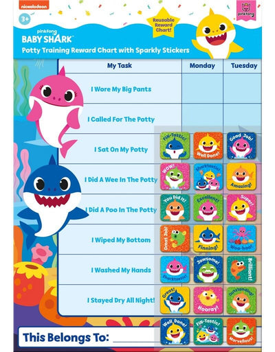 Baby Shark Potty Toilet Training Reward Chart 56 Reusable Stickers