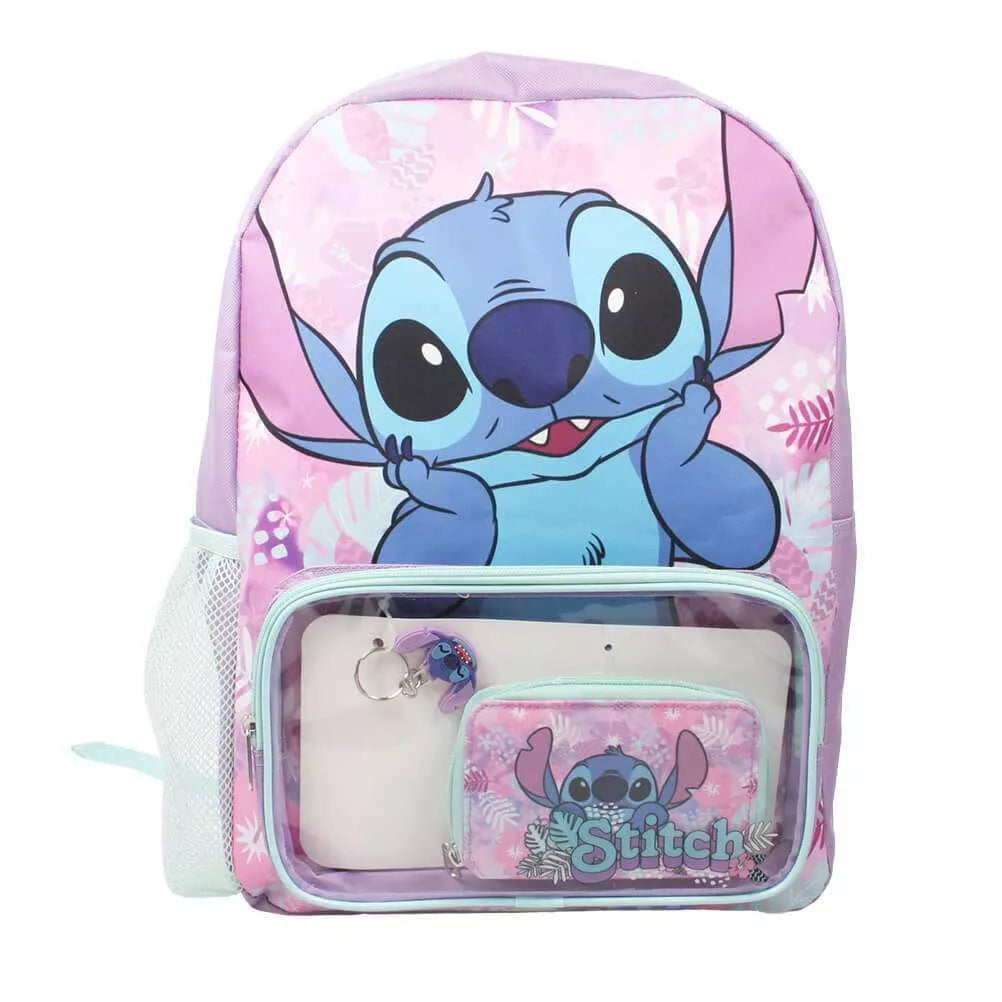 Disney Lilo And Stitch School Bag 1 Zip Fit A4 - Purse And Keyring