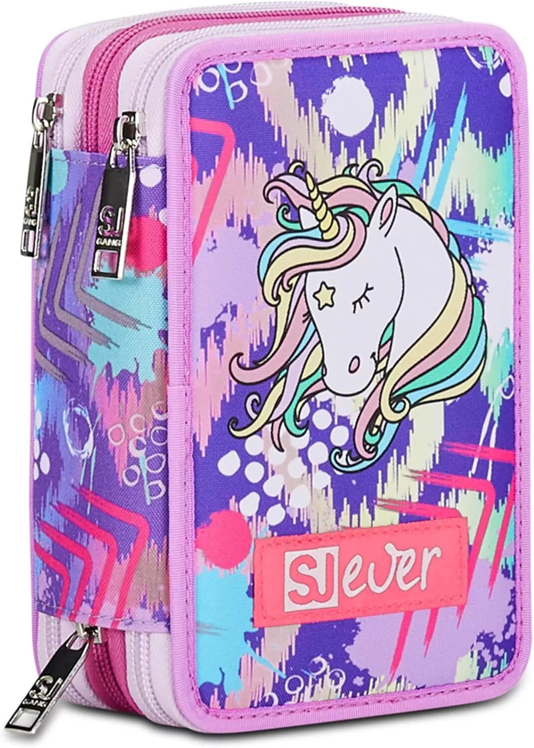 Seven 3 Zip Large Filled Oneunicorn Girl Pencil Case 45Pcs