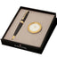 Sheaffer 300 G9325 Ballpoint Pen with Gold Plated Table Clock Gift Set, Glossy Black with Gold Tone Trims