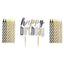 Black Gold Striped Spiral Candles & Happy Birthday 13 pcs