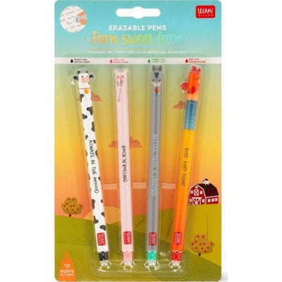 Legami Set of 4 Erasable Gel Pens Farm Sweet Farm