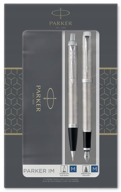Parker Duo Gift Set Stainless Steel - Ballpoint Pen & Fountain Pen