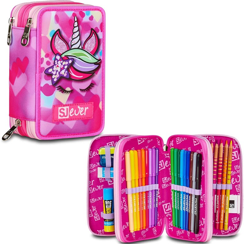 SEVEN SJ GANG EVER UNICORNSIDE GIRL Filled 3 zip pencil case