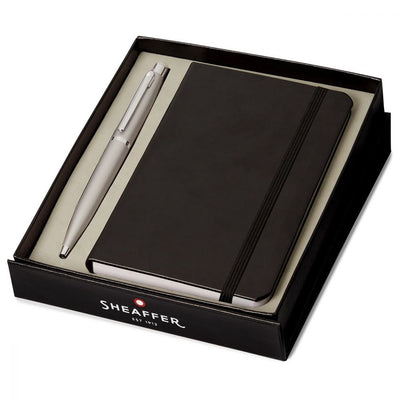 Sheaffer - Silver Ballpoint Pen Shiny Chrome Trim Matte Finish - A6 Notebook 