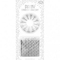 Party Cake Candle X24 Silver